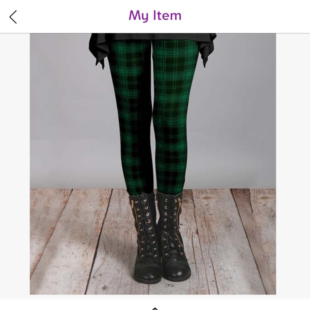 Green plaid leggings